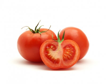 Three isolated tomatoes