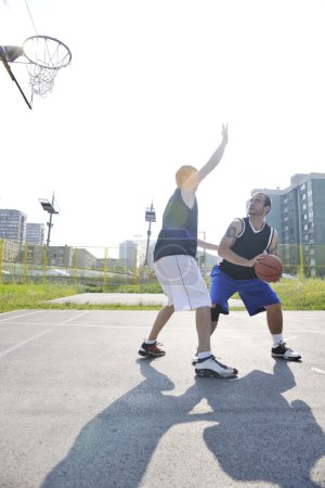 Streetball game at early morning