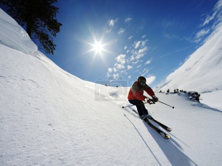 Skier in the high mountains