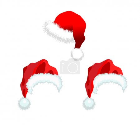 Three red Santa Claus Hat