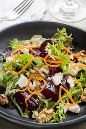 Beetroot Salad with Feta Walnuts and Carrot