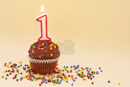 Cupcake with Number One Candle