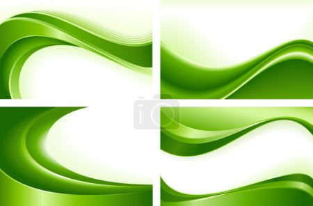 4 abstract green wave backgrounds