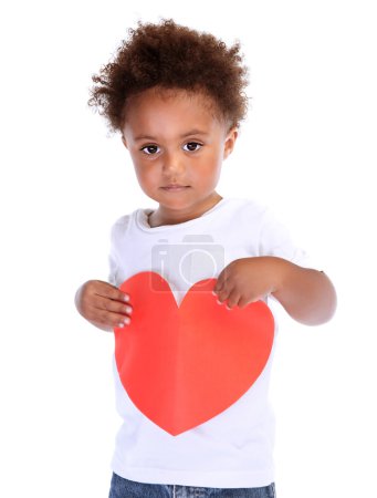 Little boy with red heart