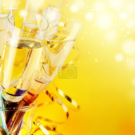 Glasses with champagne, a New Year's background