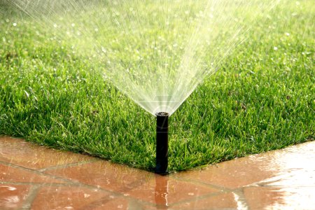 Garden automatic irrigation system watering lawn