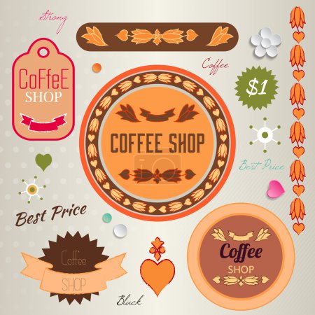 Set of retro labels for coffee shop.