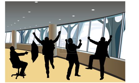Happy businessmen silhouettes in interior vector