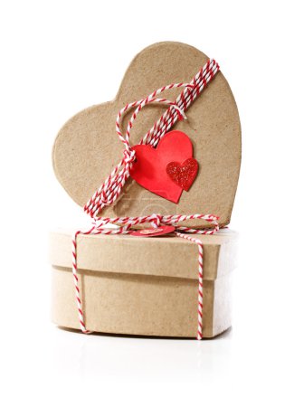 Heart shaped gift boxes with heart tags