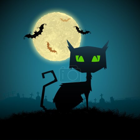 Black Cat in Halloween Night