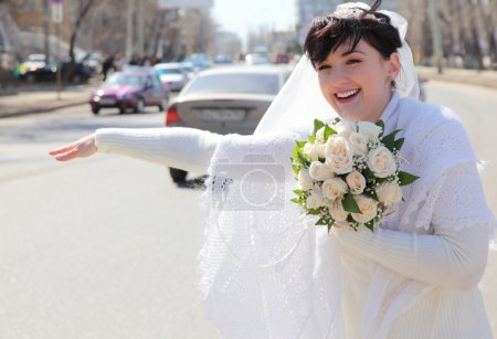 Bride on street stops car