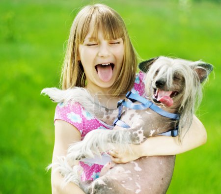 Funny Girl And Dog