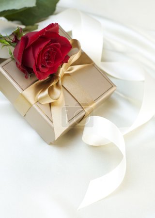 Wedding or Valentine gift over white silk