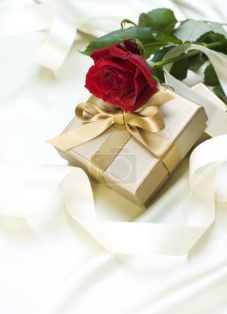 Wedding or Valentine gift over white silk