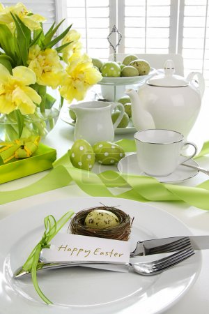 Place setting with card for easter brunch