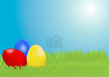 Three easter-eggs on the grassland