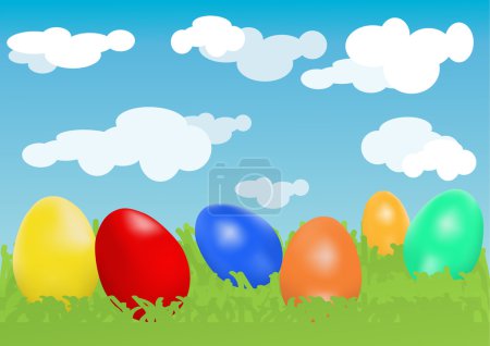 Colour eggs on the grass