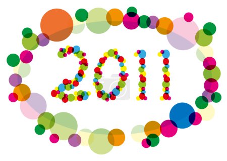 2011 year number surrounded by multicolored circles