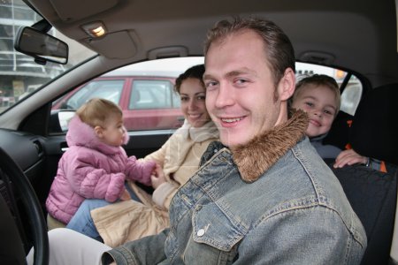Family in car