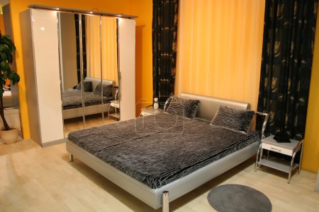 Bedroom with mirror closet