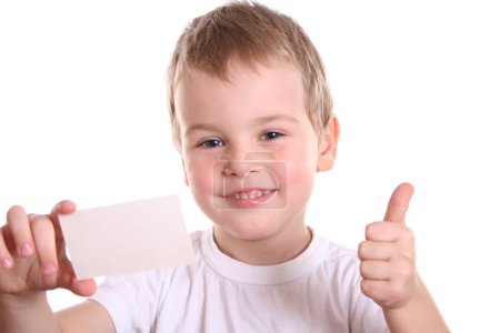 Boy giving OK with card for text