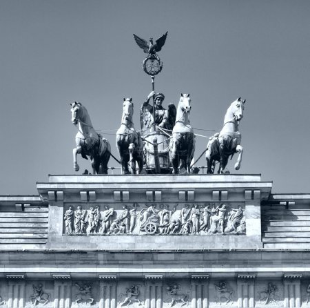 Brandenburger Tor (Brandenburg Gate), famous landmark in Berlin, Germany - high dynamic range HDR - black and white