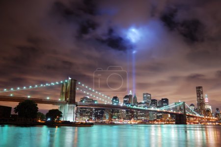 New York City skyline panorama at night