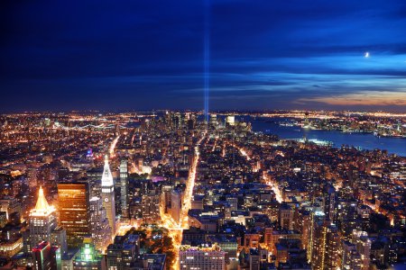 New York City aerial view at night