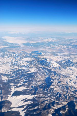 Aerial View of Snowy Mountain