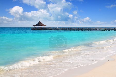 Caribbean sea truquoise beach pier hut