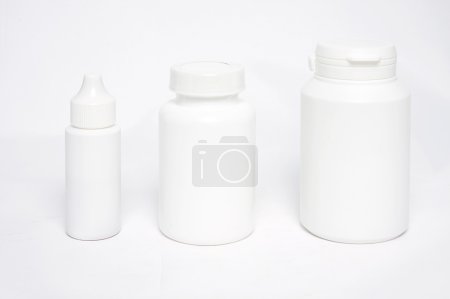 Three different form bottles. Isolated.