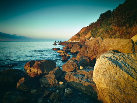 Mountains and sea at sunset. Crimea landscape