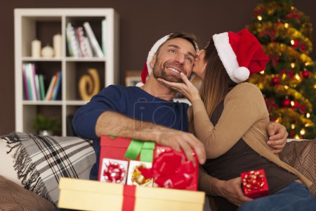 Loving couple in christmas time