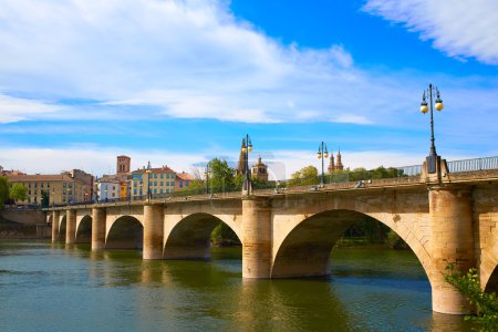 Way of Saint James in Logrono bridge Ebro river