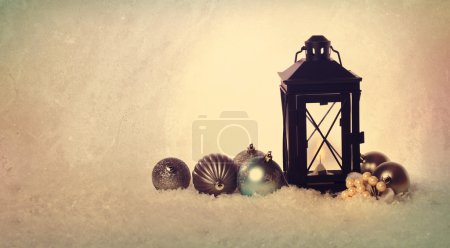 Christmas lantern with ornaments