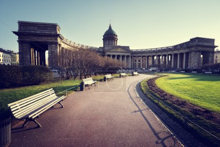 Kazan Cathedral in sunset time, St. Petersburg, Russia