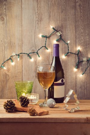 Wine and Christmas lights