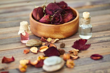Rose petals and scented oils