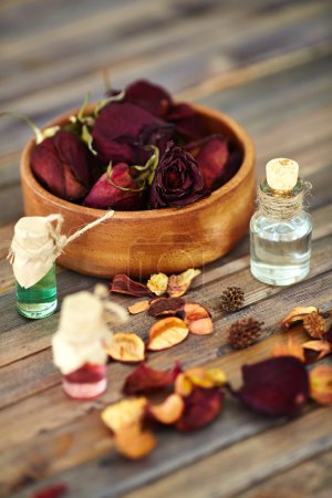 Petals and oil for aromatherapy