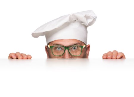 Funny chef peeking