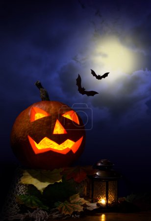 Halloween -  pumpkin and bats
