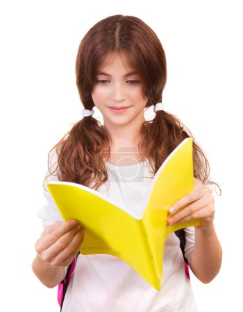 Schoolgirl reading book