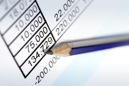 Pencil over Financial Figures