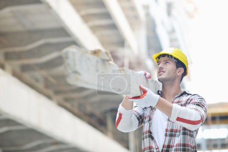 Hard worker on construction site