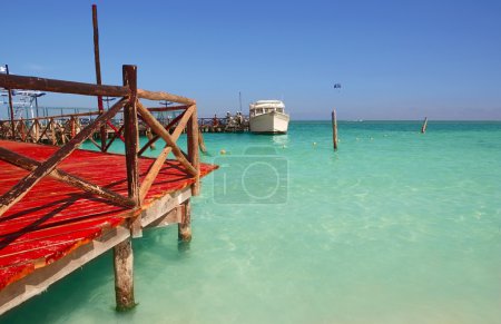 Caribbean sea wooden dock mooring