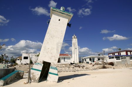 Puerto Morelos Mexico lighthouse after hurricane