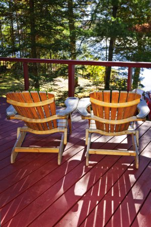 Forest cottage deck and chairs