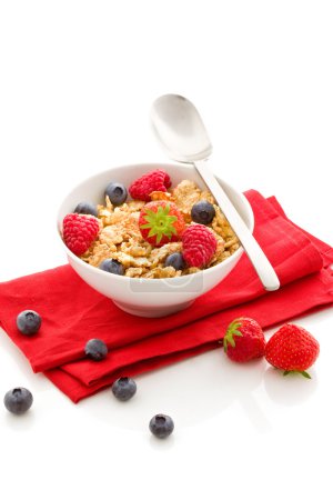 Corn flakes with berries - Isolated