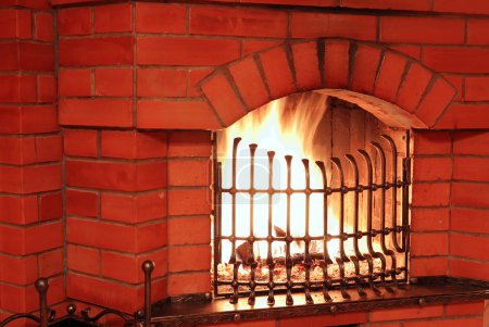 Fireplace with iron lattice