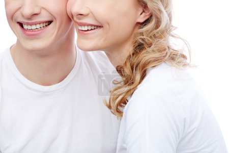 Young couple in white T-shirts